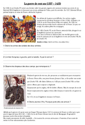 Guerre de cent ans - Exercices - Moyen Age : 6ème Harmos - PDF à imprimer