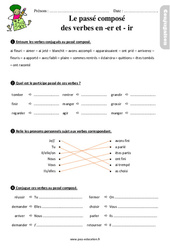 Le passé composé des verbes en - er - ir - Étude de la langue - Exercices avec les corrigés : 5ème Harmos - PDF à imprimer