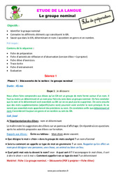 Le groupe nominal - Étude de la langue - Séquence - Fiche de préparation : 4ème Harmos - PDF à imprimer