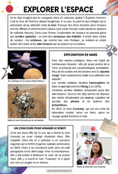 Explorer l'espace - Lecture documentaire : 6ème, 7ème Harmos - PDF à imprimer