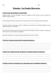 Grandes découvertes - Examen Evaluation : 6ème Harmos - PDF à imprimer