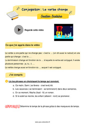 Le verbe change - Soutien scolaire pour les élèves en difficulté. : 5ème Harmos - PDF à imprimer