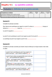 Définition de la symétrie centrale - Examen Evaluation, bilan, contrôle avec la correction : 9eme Harmos - PDF à imprimer