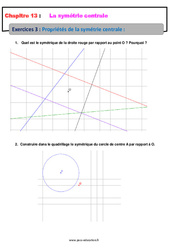 Propriétés de la symétrie centrale - Exercices avec les corrections : 9eme Harmos - PDF à imprimer