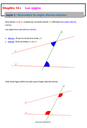 Reconnaître les angles alternes - internes - Cours : 9eme Harmos - PDF à imprimer