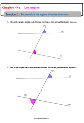 Reconnaître les angles alternes - internes - Exercices avec les corrections : 9eme Harmos - PDF à imprimer