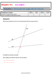 Reconnaître les angles alternes - internes - Examen Evaluation, bilan, contrôle avec la correction : 9eme Harmos - PDF à imprimer