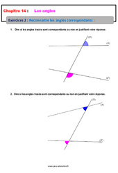 Reconnaître les angles correspondants - Exercices avec les corrections : 9eme Harmos - PDF à imprimer