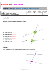 Reconnaître les angles correspondants - Examen Evaluation, bilan, contrôle avec la correction : 9eme Harmos - PDF à imprimer