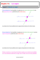 Calculer un angle - Cours : 9eme Harmos - PDF à imprimer