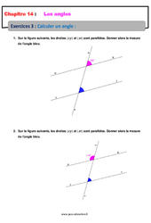 Calculer un angle - Exercices avec les corrections : 9eme Harmos - PDF à imprimer