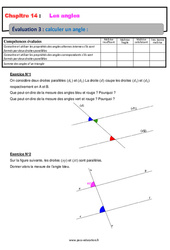 Calculer un angle - Examen Evaluation, bilan, contrôle avec la correction : 9eme Harmos - PDF à imprimer