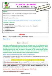 Séquence - Fiche de préparation Les familles de mots - Étude de la langue - Séquence - Fiche de préparation : 5ème Harmos - PDF à imprimer