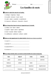 Les familles de mots - Étude de la langue - Exercices avec les corrigés : 5ème Harmos - PDF à imprimer