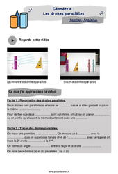 Les droites parallèles - Soutien scolaire pour les élèves en difficulté. : 7ème Harmos - PDF à imprimer