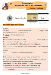 Les phrases simples et complexes - Soutien scolaire pour les élèves en difficulté. : 7ème Harmos - PDF à imprimer