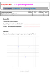 Définition du parallélogramme - Examen Evaluation, bilan, contrôle avec la correction : 9eme Harmos - PDF à imprimer