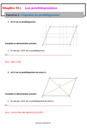 Propriétés du parallélogramme - Exercices avec les corrections : 9eme Harmos - PDF à imprimer