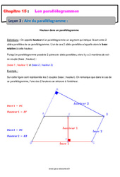 Aire du parallélogramme - Cours : 9eme Harmos - PDF à imprimer