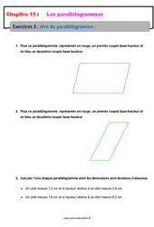 Aire du parallélogramme - Exercices avec les corrections : 9eme Harmos - PDF à imprimer