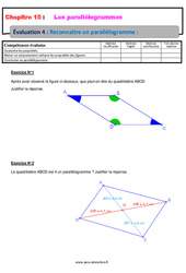 Reconnaitre un parallélogramme - Examen Evaluation, bilan, contrôle avec la correction : 9eme Harmos - PDF à imprimer