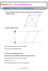 Reconnaitre un parallélogramme - Exercices avec les corrections : 9eme Harmos - PDF à imprimer