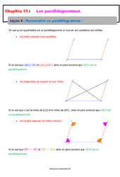 Reconnaitre un parallélogramme - Cours : 9eme Harmos - PDF à imprimer