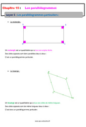 Les parallélogrammes particuliers - Cours : 9eme Harmos - PDF à imprimer