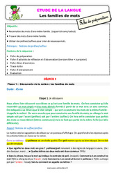 Les familles de mots - Étude de la langue - Séquence - Fiche de préparation : 4ème Harmos - PDF à imprimer