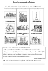 Monuments de la renaissance - Exercices - Temps modernes : 6ème Harmos - PDF à imprimer