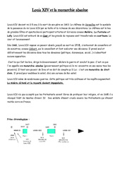 Louis XIV et la monarchie absolue - Cours, Leçon - Les temps Modernes : 6ème Harmos - PDF gratuit à imprimer