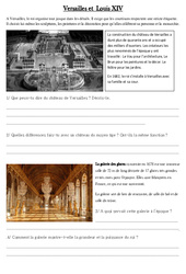 Versailles et  Louis XIV - Exercices - Les temps Modernes : 6ème Harmos - PDF à imprimer