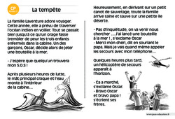 La tempête - Lecture compréhension - Histoire illustrée - Niveau 3 : 3eme Harmos - PDF à imprimer