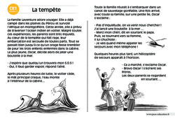 La tempête - Lecture compréhension - Histoire illustrée - Niveau 3 : 4ème Harmos - PDF à imprimer