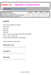 Coder et décoder - Examen Evaluation, bilan, contrôle avec la correction : 9eme Harmos - PDF à imprimer