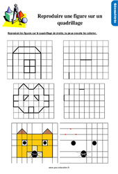 Reproduire une figure sur quadrillage - Exercices, révisions : 4ème Harmos - PDF à imprimer