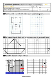 Reproduire une figure sur quadrillage - Évaluation, bilan : 4ème Harmos - PDF à imprimer