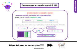 Décomposer des nombres de 0 à 199 - Cours, Leçon, trace écrite : 4ème Harmos - PDF gratuit à imprimer