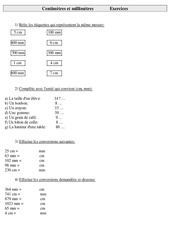 Centimètres et millimètres - Exercices  : 5ème Harmos - PDF à imprimer