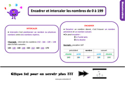 Encadrer et intercaler les nombres de 0 à 199 - Cours, Leçon, trace écrite : 4ème Harmos - PDF gratuit à imprimer