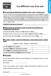 Les différents sens d’un mot - Exercices, révisions : 4ème Harmos - PDF à imprimer