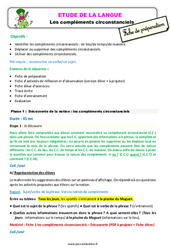 Les compléments circonstanciels - Étude de la langue - Séquence - Fiche de préparation : 5ème Harmos - PDF à imprimer