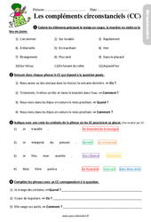 Les compléments circonstanciels - Étude de la langue - Exercices avec les corrigés : 5ème Harmos - PDF à imprimer
