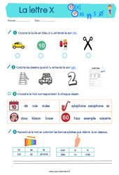 Lettre [x] - Etude du code / les sons : 3eme, 4ème Harmos - PDF à imprimer