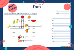 Fruits - Mot étiquette - Voca’ fléchés : 4ème, 5ème Harmos - PDF à imprimer