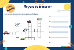 Moyens de transport - Mot étiquette - Voca’ fléchés : 3eme Harmos - PDF à imprimer