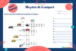 Moyens de transport - Mot étiquette - Voca’ fléchés : 4ème, 5ème Harmos - PDF à imprimer