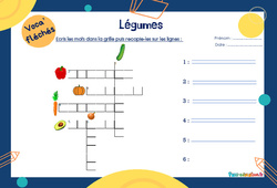 Légumes - Mot étiquette - Voca’ fléchés : 3eme Harmos - PDF à imprimer