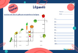 Légumes - Mot étiquette - Voca’ fléchés : 4ème, 5ème Harmos - PDF à imprimer