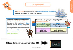 Les synonymes - Cours, Leçon, trace écrite : 6ème Harmos - PDF gratuit à imprimer